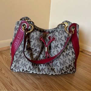 Michael Kors Purse, MK logo, Red Leather handles